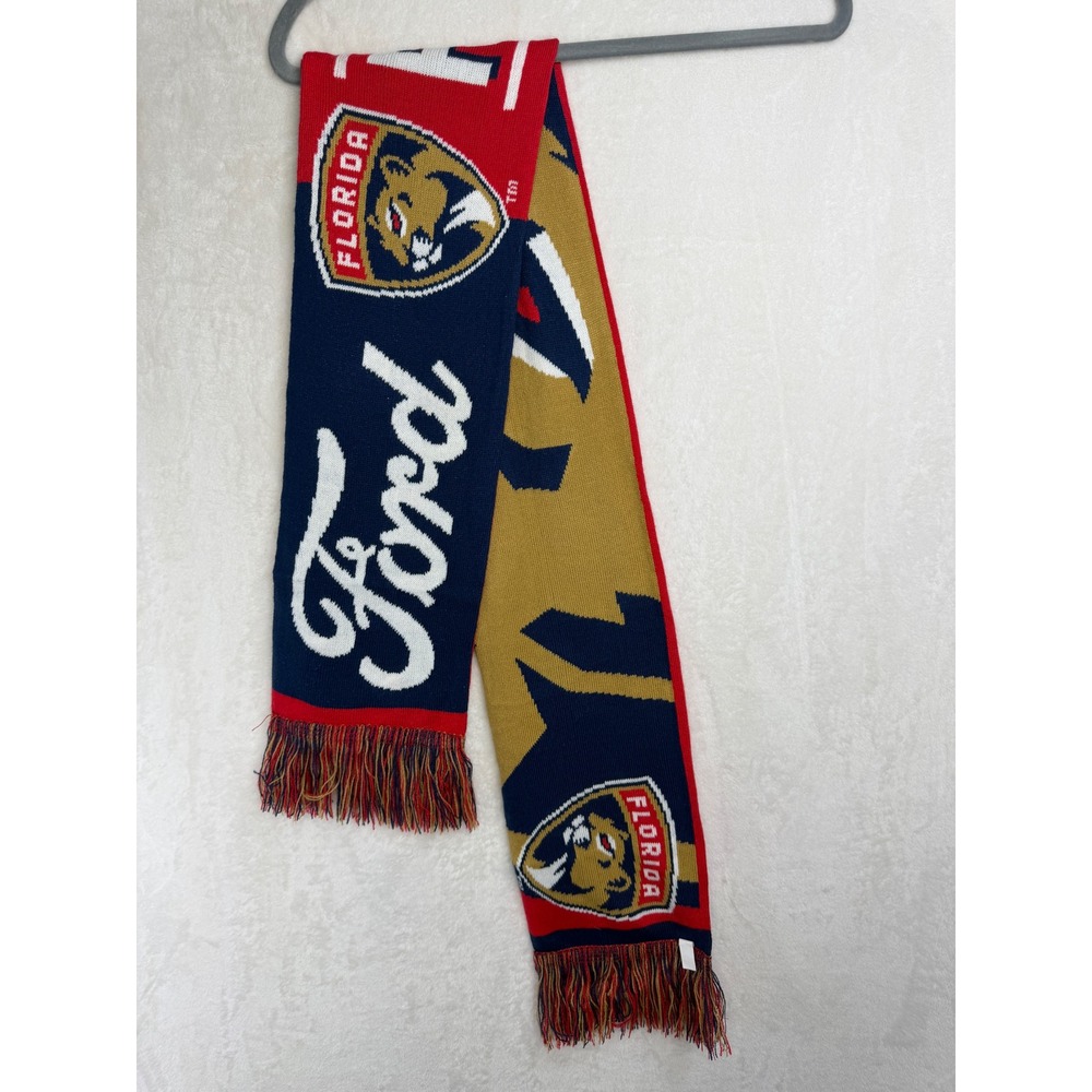 NHL Florida Panthers Scarf Unisex OS Red‎ Blue Knit Ford Logo Fringed Hockey Fan